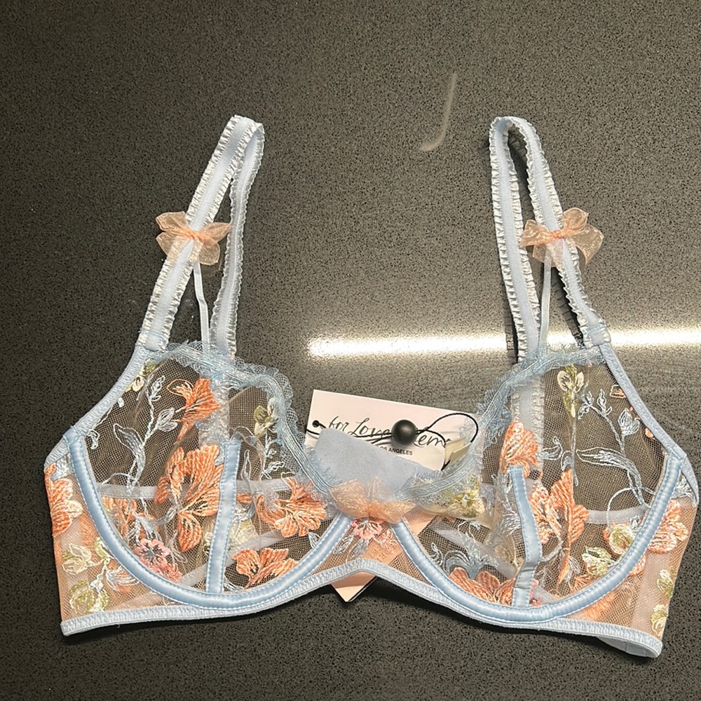 For Love and Lemons with Tags Medium Light Blue with Metallic Embroidery